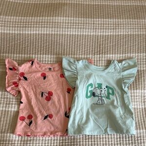 Tea and GAP Kids Pink and Mint Graphic Ruffle Tees
